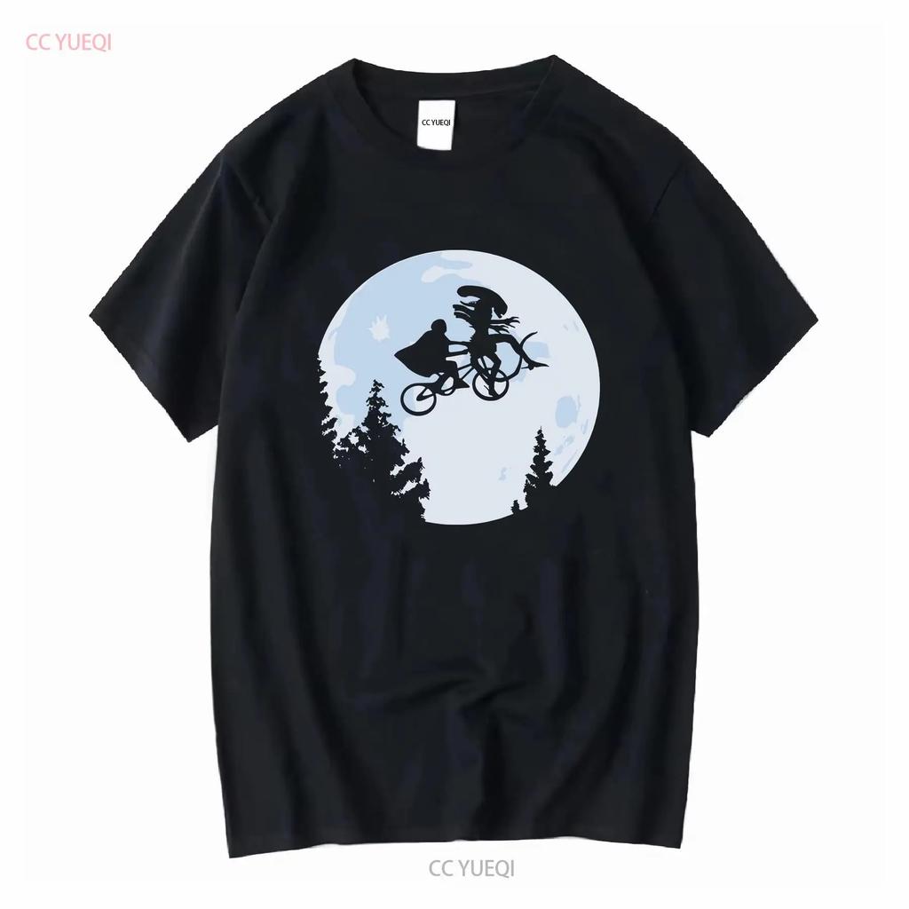 Xenomorph E tričko 80. léta filmy vtipné Vetřelec 1986 E.T. Mashup dlouhý nebo krátký rukáv vintage Vyprané pánské