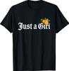 Just A Girl Gothic Blackletter Typography T-Shirt