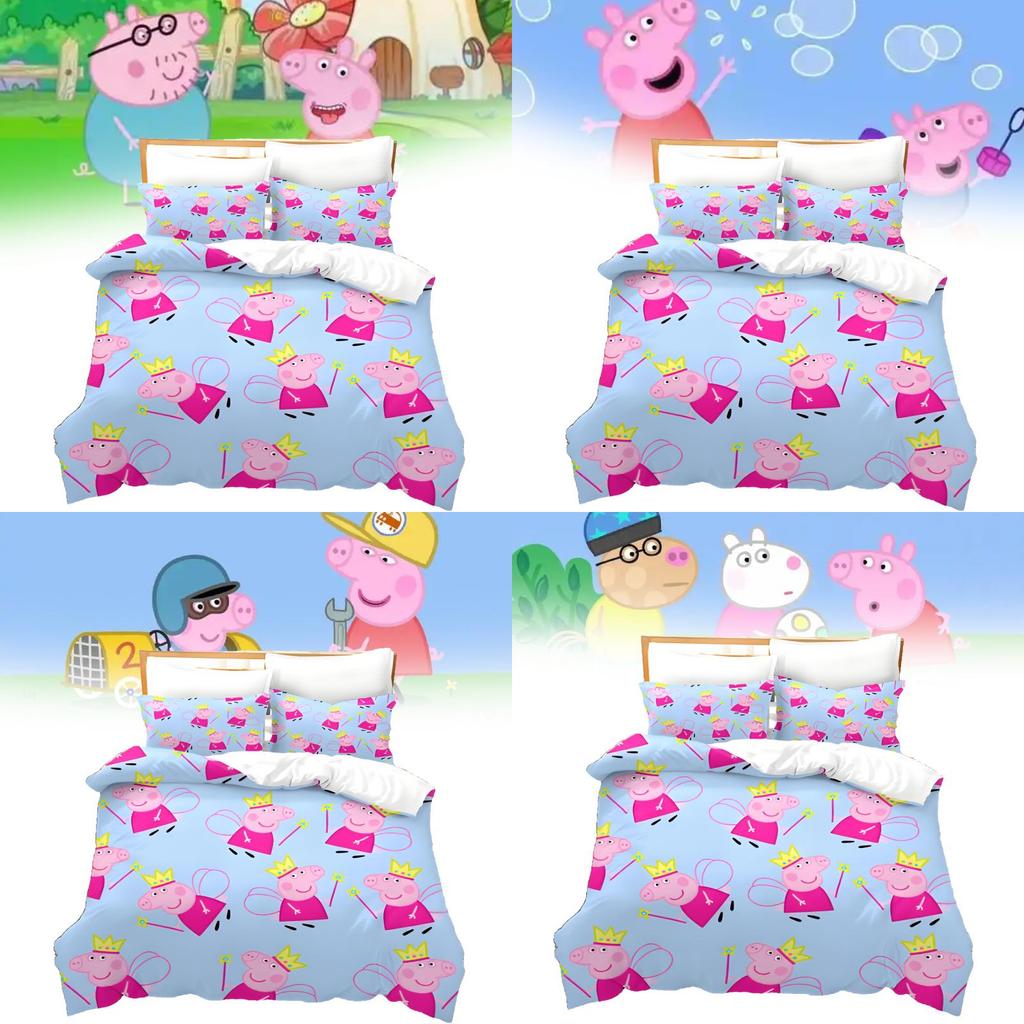 Peppa Pig Cartoon Set With Reactive Printing For Kids Bedroom Decor And Gift