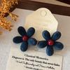 Elegant Retro Hong Kong Style Minimalist Silver Flower Earrings for Women