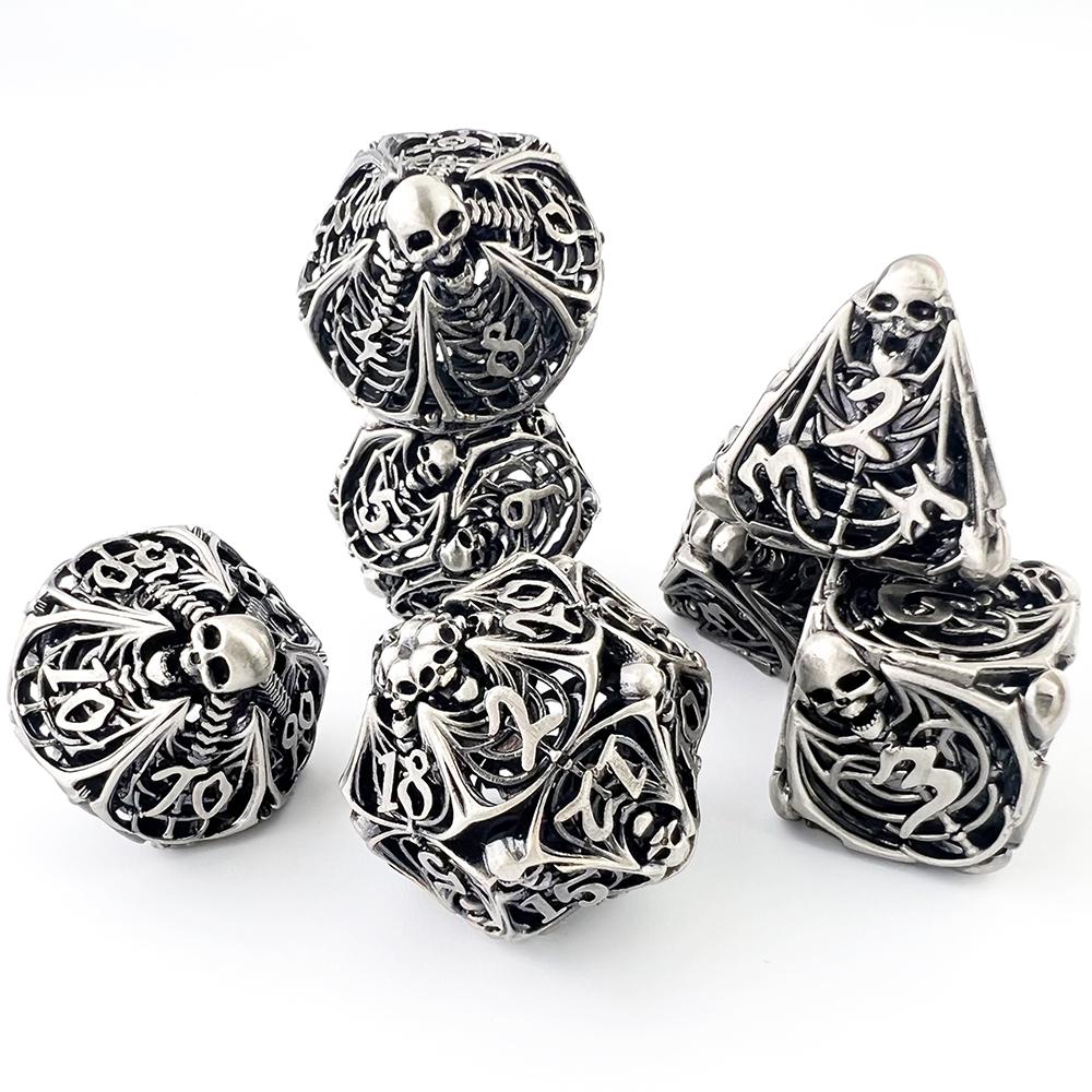 Hollow Metal DND Polyhedral Game Dice Set 7pcs for Table Board Role Playing Game Dice