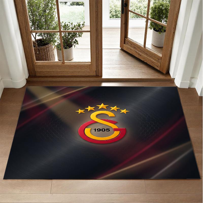 Galatasaray FC Design Crystal Velvet Rug Soft Decorative Mat for Bedroom Entrance