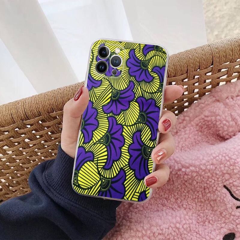 African Wax Fabric Phone Case For iPhone 14 13 12 Mini 11 Pro XS Max X XR SE 6 7 8 Plus Soft Silicone Cover