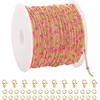 YOUBEIYEE 5 Meters Pink Enamel Bead Chains for Jewelry Making Gold Plated Stainless Steel Jewelry Chains Bulk