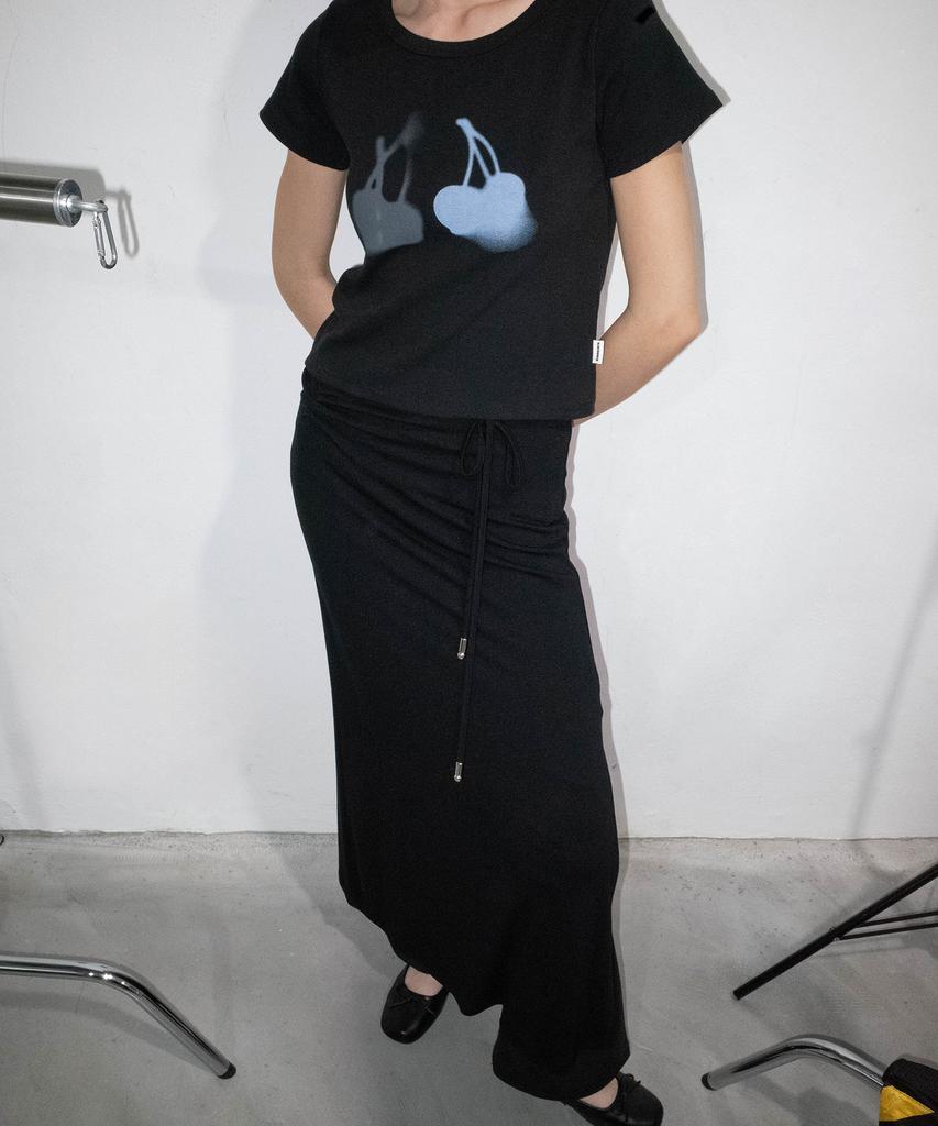 CHICKS Cherry Bloom Crop Slim Fit Short Sleeve T-Shirt Black