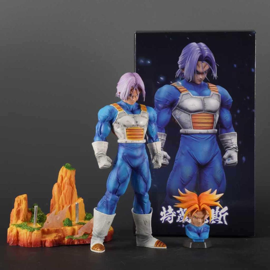 Large Dragon Ball Trunks Figure with Alternate Heads - Premium Future Warrior Statue Ornament