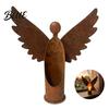 Dekorativer Kerzenhalter für Fensterbank Rostiger Engelshalter Vintage Metall Teelicht-Kandelaber Kirchen-Garten-Ornament Rustikal Wetterfest