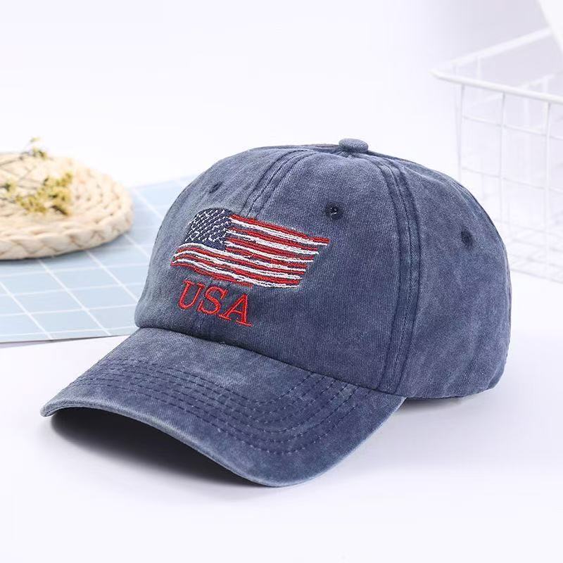 Vintage Washed Usa Flag Embroidered Baseball Cap Adjustable Cotton Dad Hat Patriotic Sun Hat For Men Women Casual Outdoor Sports