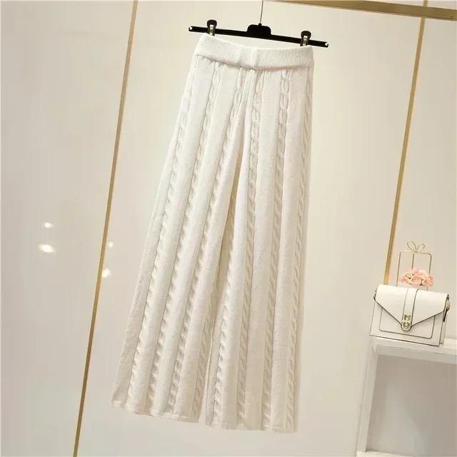 Women's Thickened Vest Turtleneck Knitted Sweater Wide Leg Autumn Winter Suit