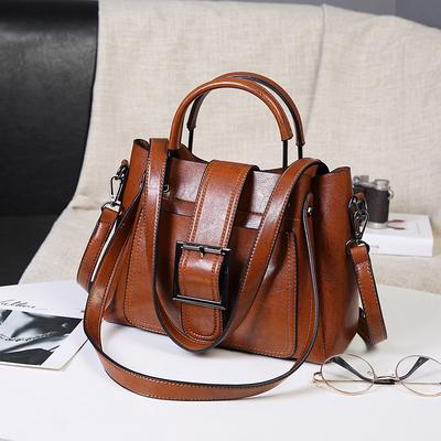 Borsa a mano di grande capacità Borsa alla moda da donna a tracolla monospalla retrò in pelle cerata a olio a forma di cuscino