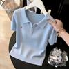 Summer New Style Women's Sweet Style Polo-neck Short-sleeved T-shirt Knitted Top
