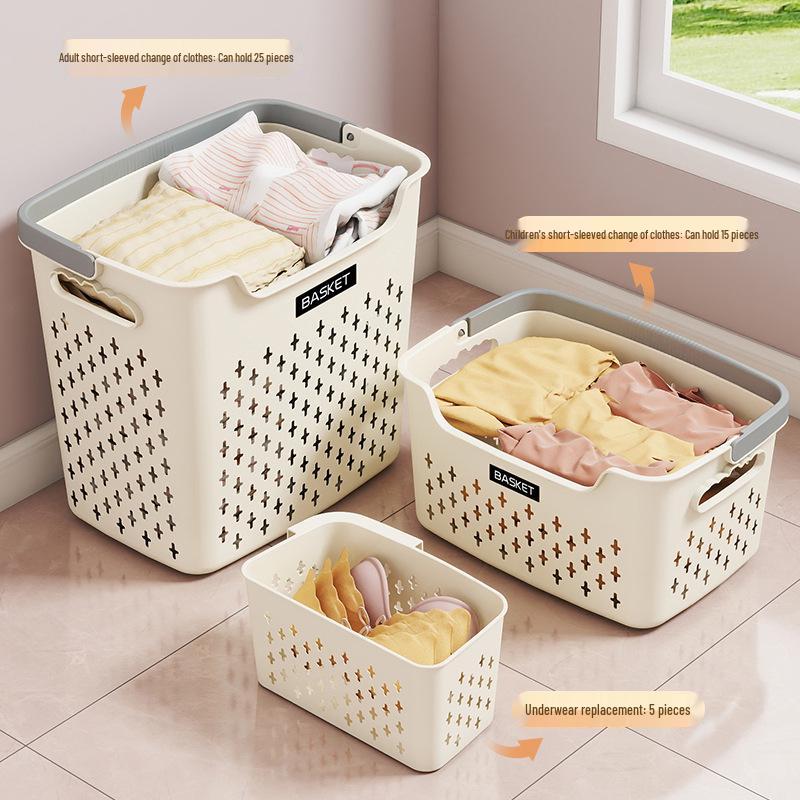 Large Capacity Plastic Laundry Basket - Handheld Dirty Clothes Hamper for Bathroom and Household Storage
