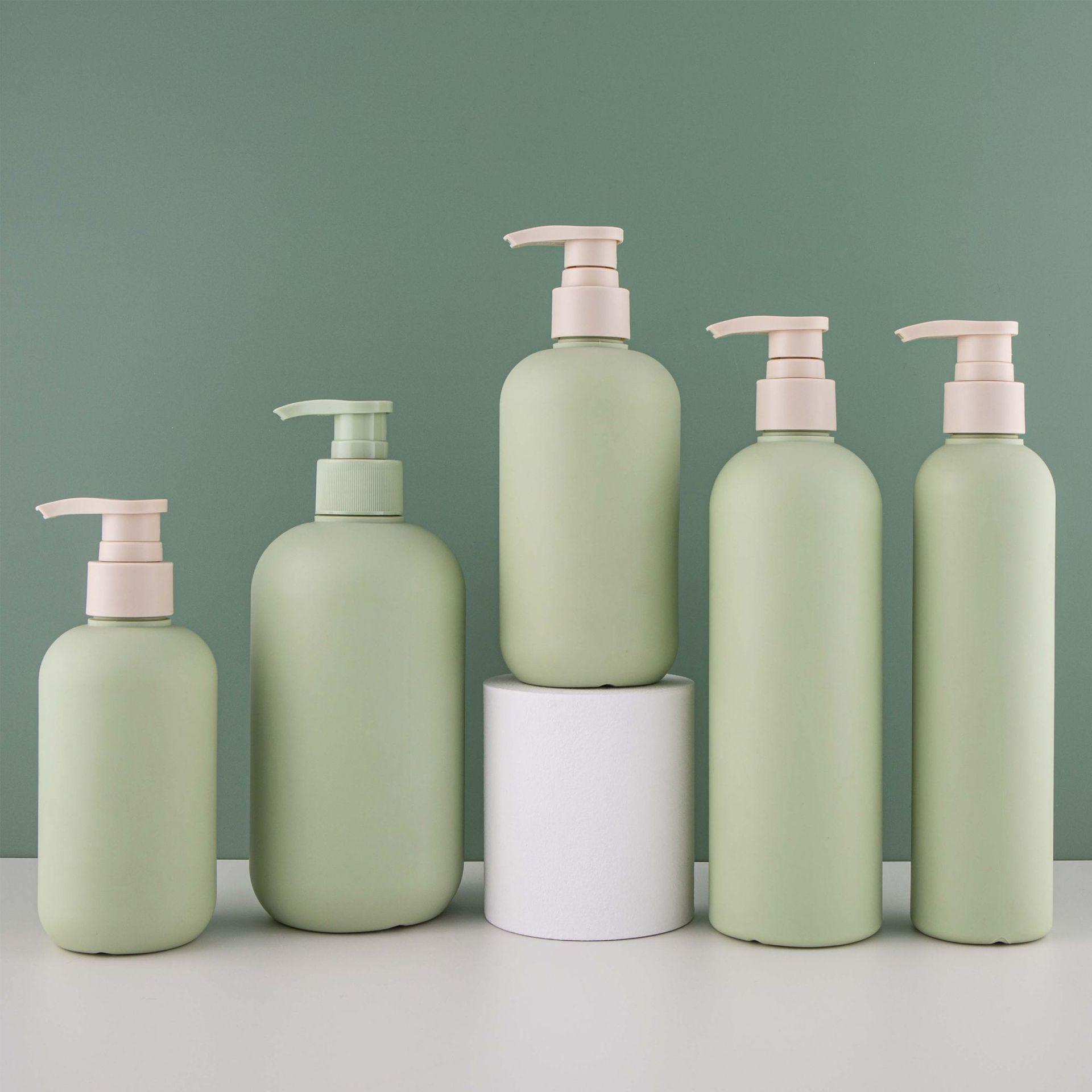 In Stock: Green Round Shoulder Refillable Body Lotion Bottles (200ml, 300ml, 500ml) - Press-Type 260ml; Green Bottle Lotion Pump; Plastic