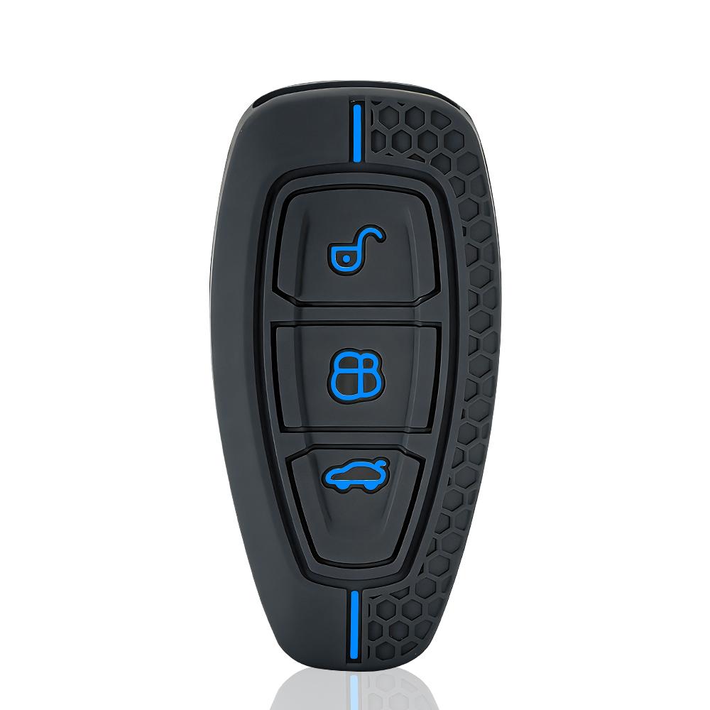 New Car Key Pack for Ford ST Line Fiesta Focus Mondeo Ecosport Kuga Edge Escape Metallic Silicone Car Key Fob Case Accessories