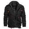 Veste d'hiver thermique épaisse pour hommes avec plusieurs poches zippées sur le devant, veste militaire doublée en polaire pour hommes, coupe-vent chaud et décontracté