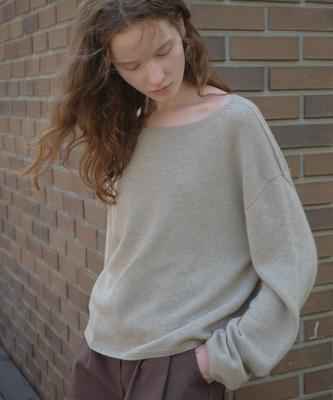 TILL I DIE Cashmere Fine Wool Boat Neck Knit [Tifa05Sw02]_Beige