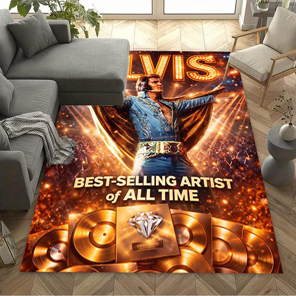 Elvis Presley Fan Quote Area Rug Suitable for Study room Entryway Game Room Playrooms Antislip Carpet Anime Office Decor Birthday/Christmas Gift