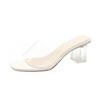 Summer 2020 New Korean Version Crystal Thick Heel with Transparent Cool Slippers Women 2025