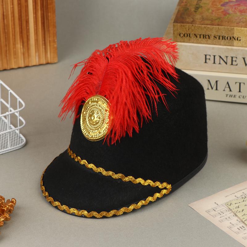 Mittelalterlicher Britischer Ritterhut Vintage Filz Federdekoration Renaissance Adels Kostümzubehör für Halloween Party