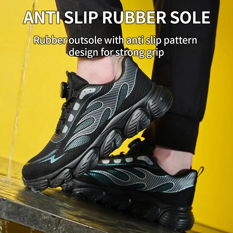 Fashion Safety Shoes New Rotating Button Steel Head Anti-smash Safety Shoes Work Site Factory Kevlar Soles Anti-puncture Work Shoes