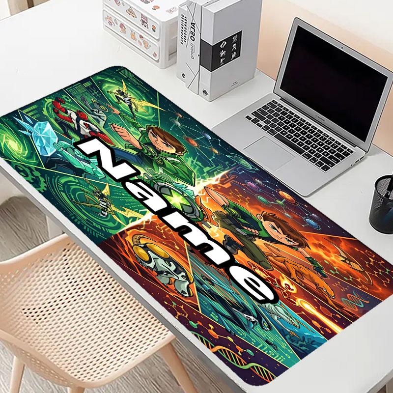 Custom Name Personalized Ben 10 Cartoon Pattern Mousepad, Laptop PC Desk Mat, Decorative Desk Mat for Home Keyboard Pad Gift