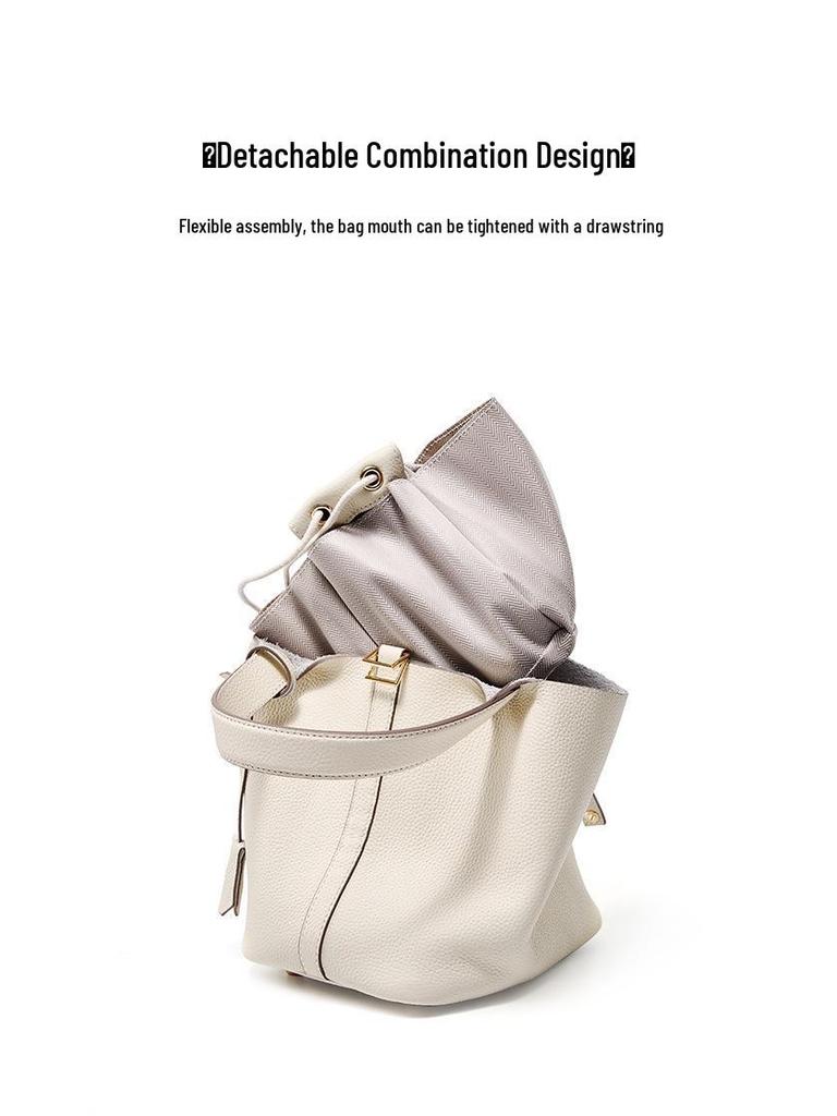 2025 High-End Genuine Leather Bucket Handbag - Classic, Versatile, Large Capacity Mommy Bag