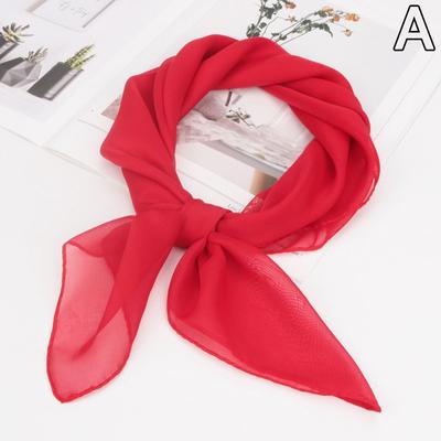 Sciarpa di colore solido in chiffon moda estiva Sciarpa da donna con collo quadrato Sciarpa quadrata Scialli per capelli femminili Fasce per fazzoletti da collo