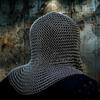 Steel Chainmail Coif Hood Neck Armor Medieval Knight Cosplay, Reenactment Chain Mail Hood 47.625 cm