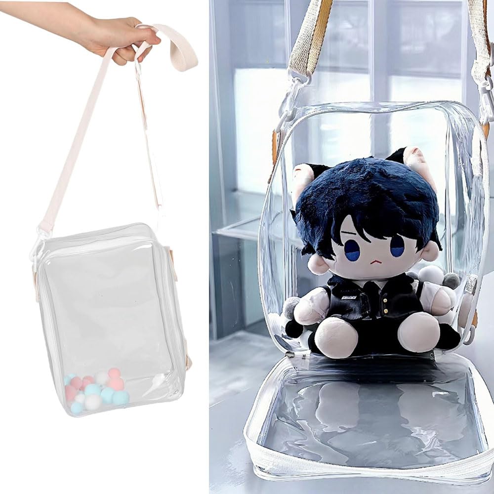[DFsucces] Ita Bag, Shoulder Bag, Dustproof, Waterproof, Clear Bag, Doll Case, Stuffed Animal Pouch, Fully Transparent, Large Capacity, For Going