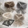 Scarf Female Autumn and Winter Hundred with Plush Faux Otter Hair Scarf Stripes Thickening Warm Neck Protection Fur Collar