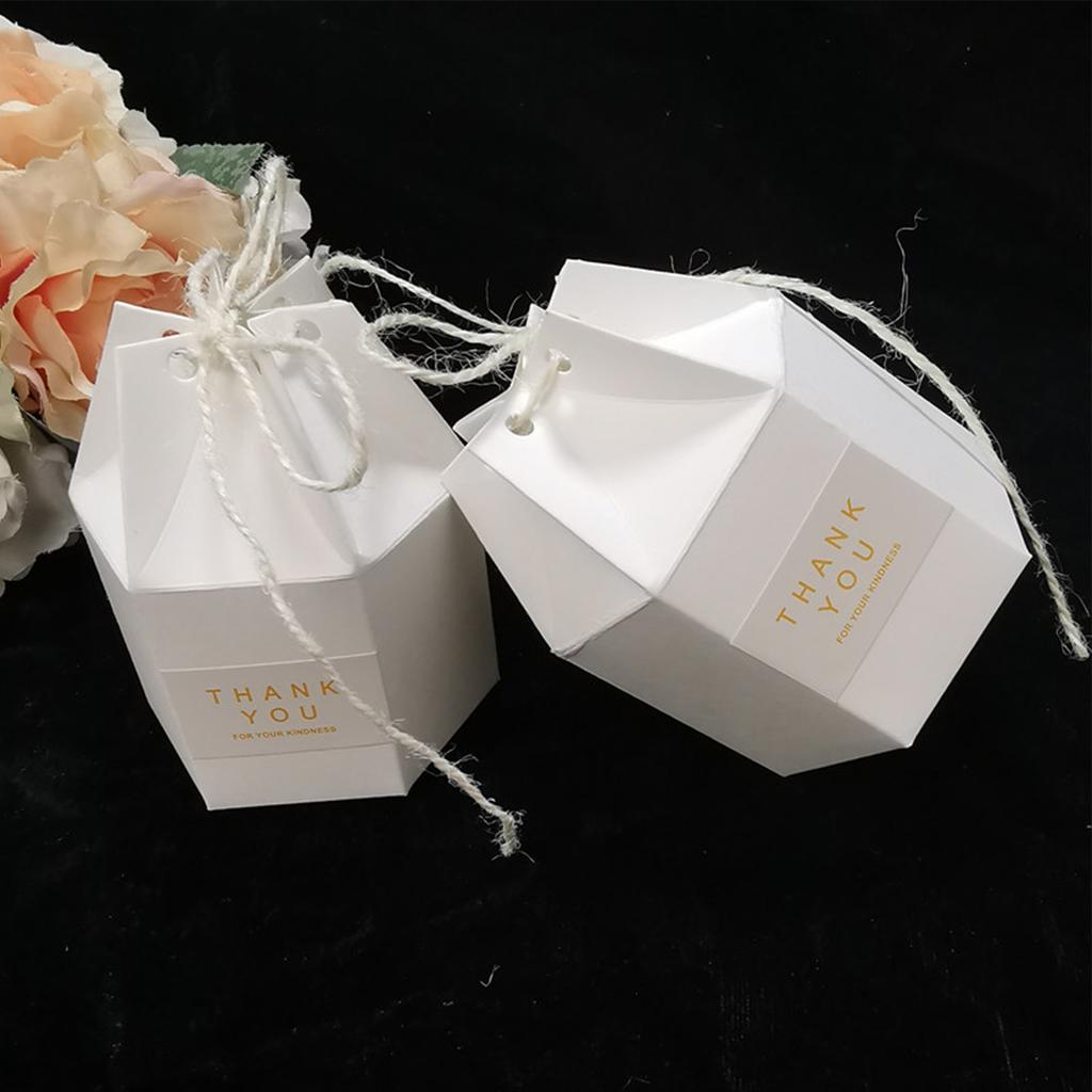50Pcs Hexagonal Candy Treat Box Exquisite Gift Packaging Box for Wedding Birthday Party Baby Shower