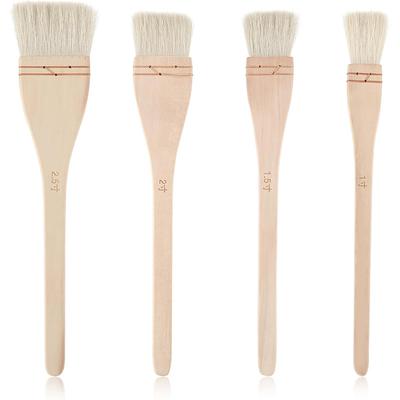 4PCS Creative Mark Hake Paintbrush Set Professional Soft White Goat Hair Stitch-Tied Brushes for Wash, Background Work, Watercolor and Ceramic Pottery
