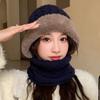 Winter Button Connected Hat Korean Version Neck and Ear Protection Knitted Warm Hat Outdoor Cycling Hat