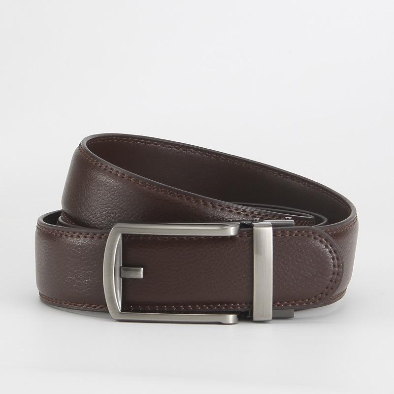 Men's Casual Anti-Pull 3.5 Automatic Buckle Two-Layer Cowhide Belt