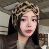 High Elasticity Leopard Print Headband Soft Turban Headwrap Knitted Headcover  Winter Season