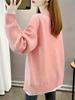 2025 Autumn/Winter Women's Thick Knit Fake Two-Piece Loose Pullover Sweater