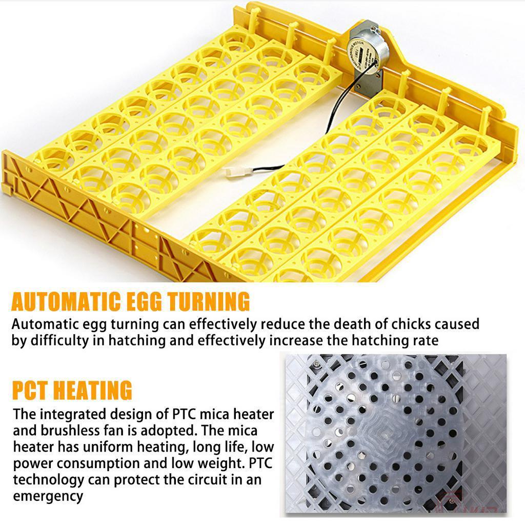220V 96 Eggs Incubator Double Layers Full Automatic Hatching Machine for Chicken Duck Smart Control +12V LCD Display 58x54x35cm