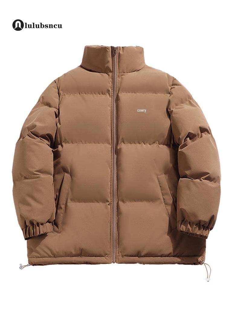 Lulu Men's 2025 Casual Cotton Padded Stand Collar Bread Jacket - Thick, Loose, and Warm for Winter