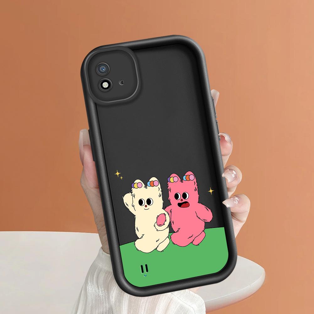 Soft Silicone Square Ladder Printing Pattern Phone Casing Full Cover Camera Shockproof Protection Rubber Case for OPPO Realme