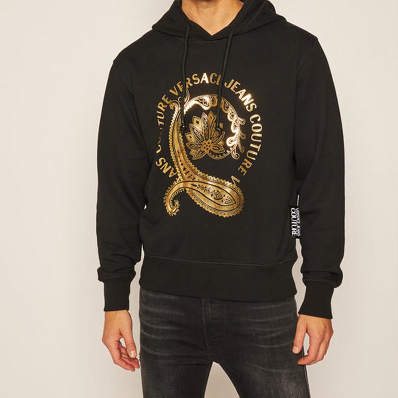 VERSACE JEANS COUTURE Hooded Sweatshirt Spring Fall Men's Black B7GZA7EC-30310-K42