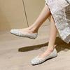 Weiwei Women's Rhinestone Pointed Toe Flats - Low Heel Slip-on Loafers with Soft Sole