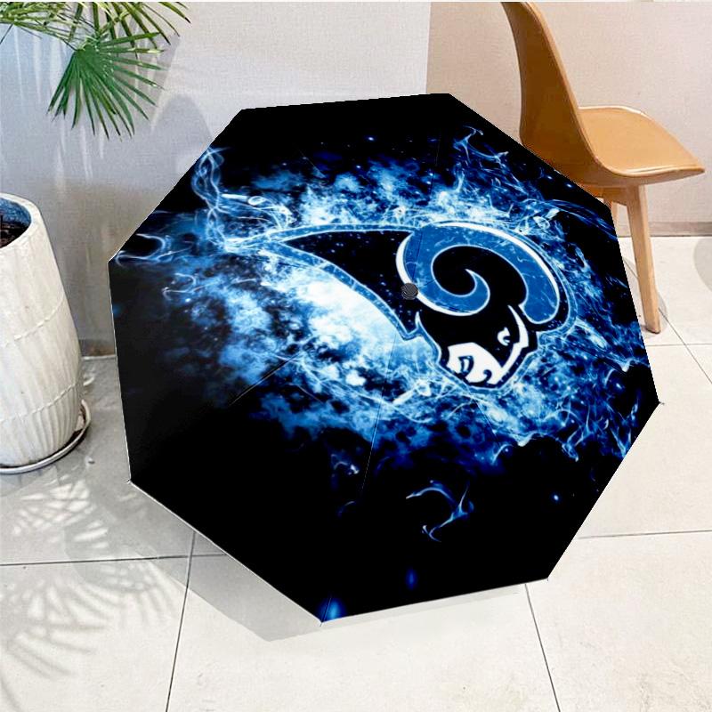 Rams Team Spirit Printed Automatic Umbrella, 8-Frame for Travel, camping, Casual Umbrella, Essential Gift for for family and friends