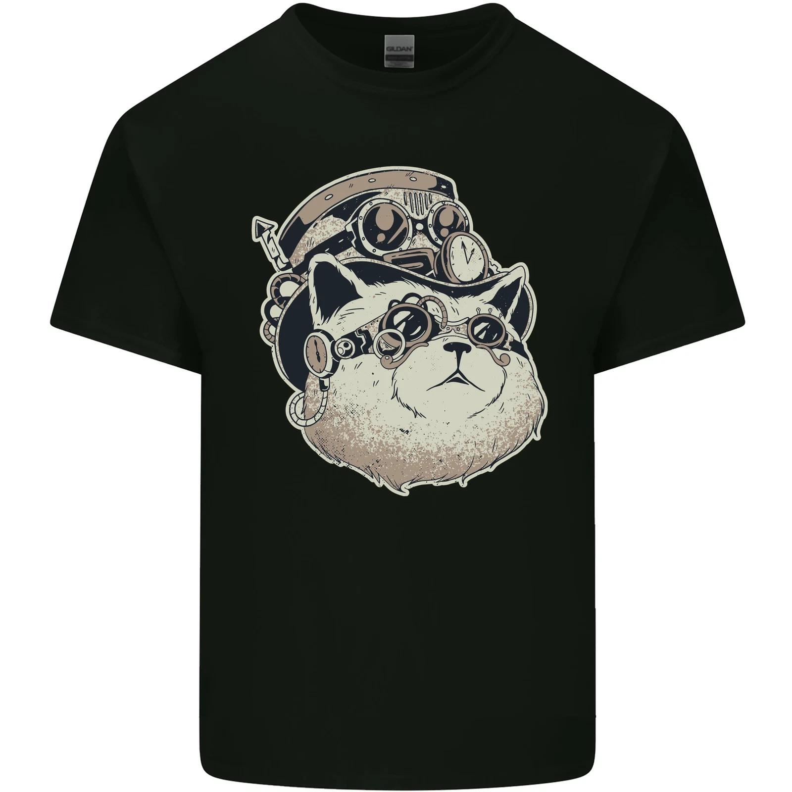 Steampunk Cat Kids T-Shirt Childrens 4XL