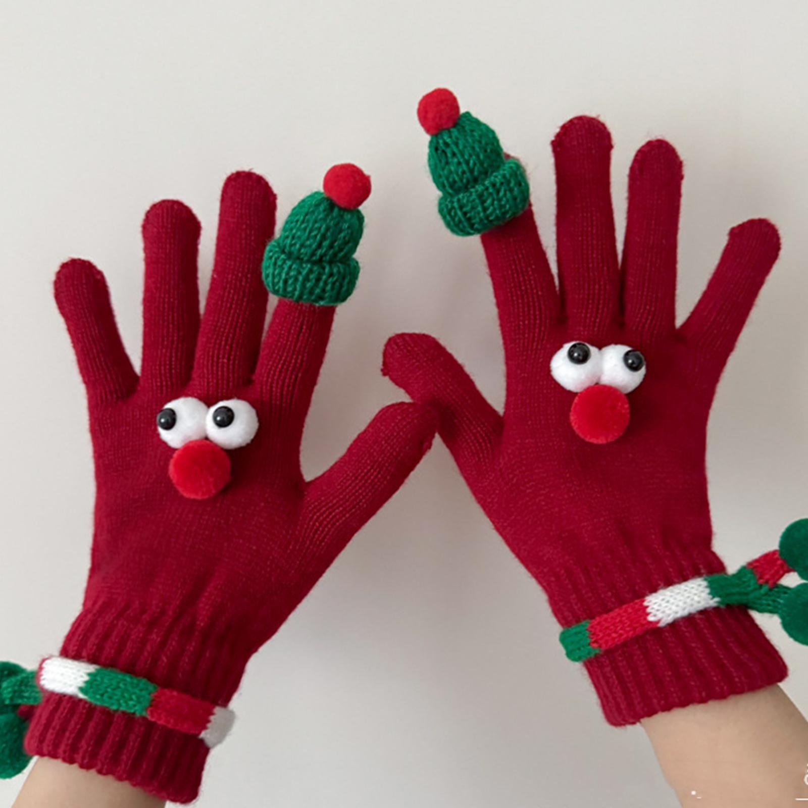 

Christmas Red Gloves Warm Fleece Finger Gloves One Size красный