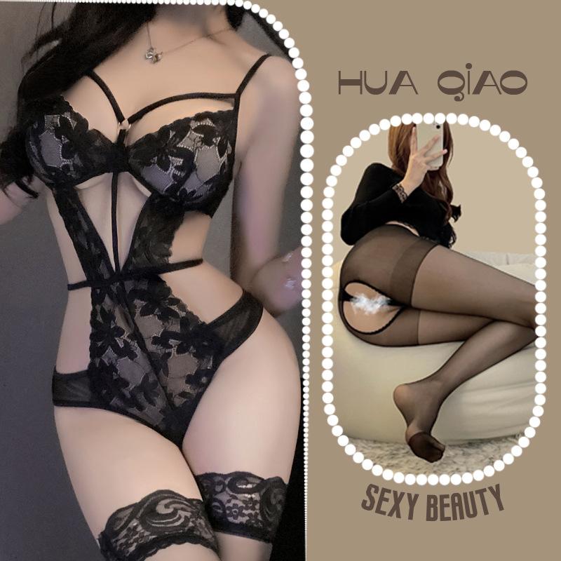 Hollow Skinny Underwear Sexy Siamese Temptation Strap Perspective Lace Free Purple Flirting Underwear