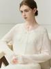 Elegant Women's French Lace Trimmed Cashmere Cardigan with Tassels – Age-Reducing Patchwork Design