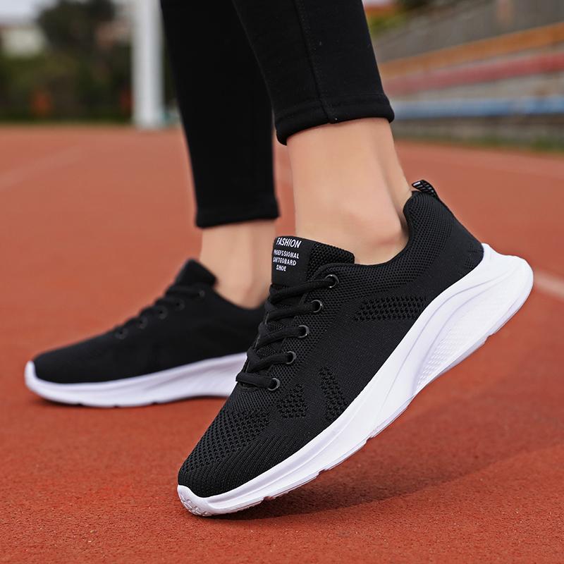 Women's Flying Woven Running Shoes Spring and Summer Low Cut Lightweight Breathable Mesh Casual Sports Shoes