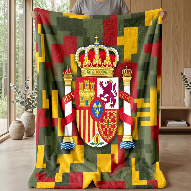 Spain football Printed Flannel Blanket Skin Friendly Warm Decorative Throw for Indoor Couch Bed Daily Use
