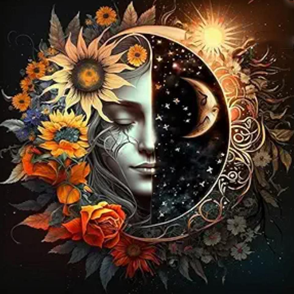 

Алмазная мозаика Небесное солнце и луна Полный Стразы 5D DIY Алмазная картина Вышивка крестом Алмазная вышивка Декор Full Round 40x40CM