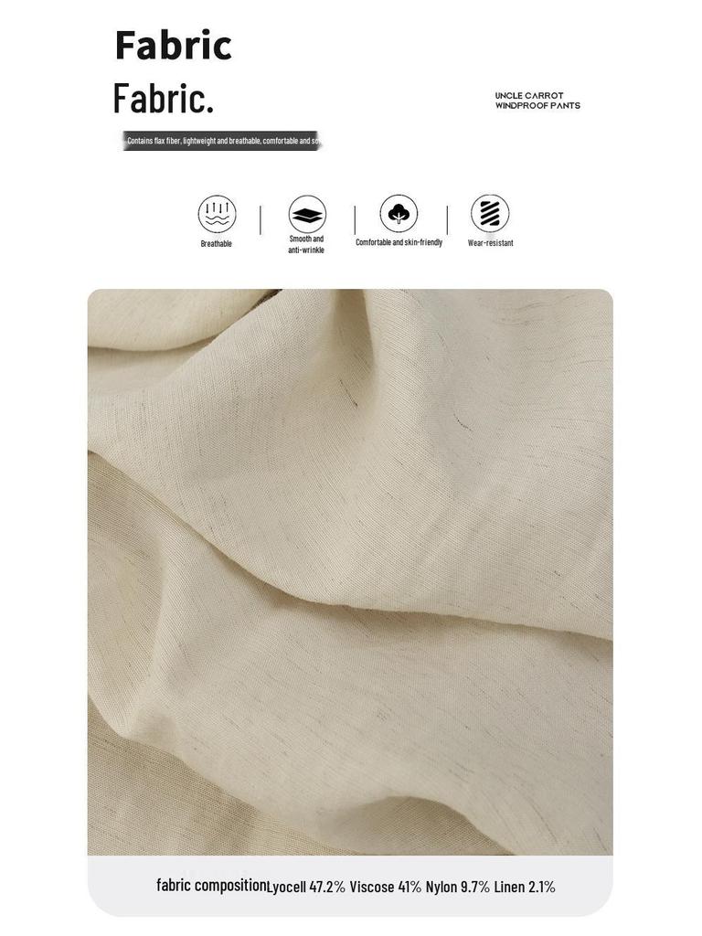 Women's Tencel Linen Wide-Leg Pants - Autumn 2025, Lightweight, Loose Fit, Straight-Leg, Sun Protection Casual Wear.